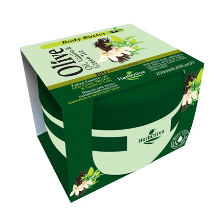 HerbOlive Βούτυρο Με Βανίλια & Πράσινο Τσάι - Body Butter Vanilla & Green Tea